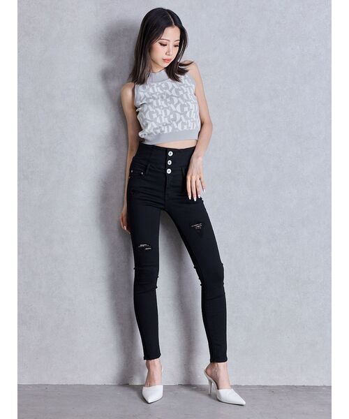 GYDA バッククロススキニーパンツ M ジェイダ GYDA M/W HEM BACK ZIP