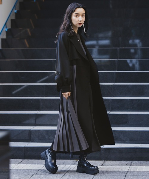 HARE（ハレ）の「バイカラープリーツコート(HARE)（チェスターコート