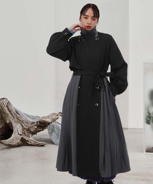 HARE（ハレ）の「バイカラープリーツコート(HARE)（チェスターコート