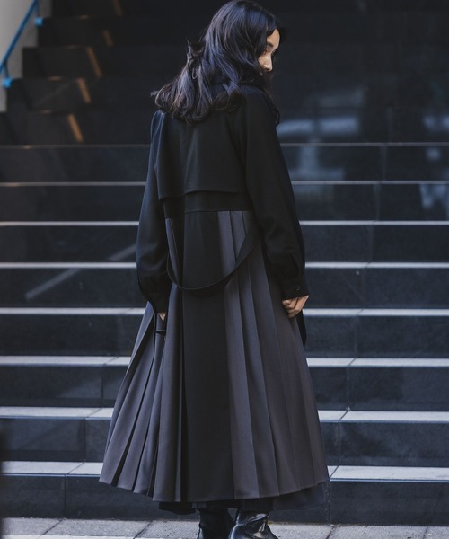 HARE（ハレ）の「バイカラープリーツコート(HARE)（チェスターコート