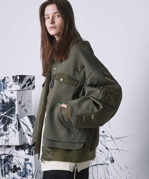 UNISEX》MA-1 Mix Prime-Over Puffer Jacket/MA-1ミックスプライム