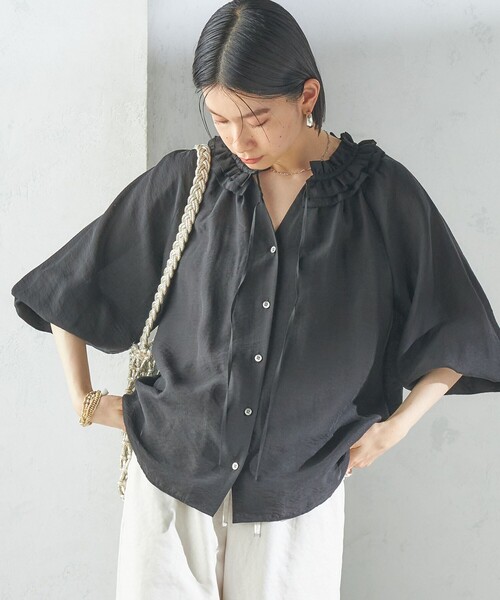 も*も様 ARTS＆SCIENCE ギャザー チャーチ スモック ブラウス シル