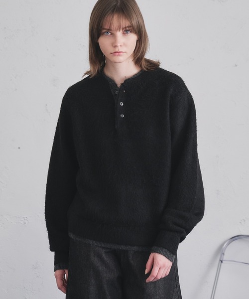 LAYERED STYLE HENRY NECK KNIT/レイヤードスタイルヘンリーネック
