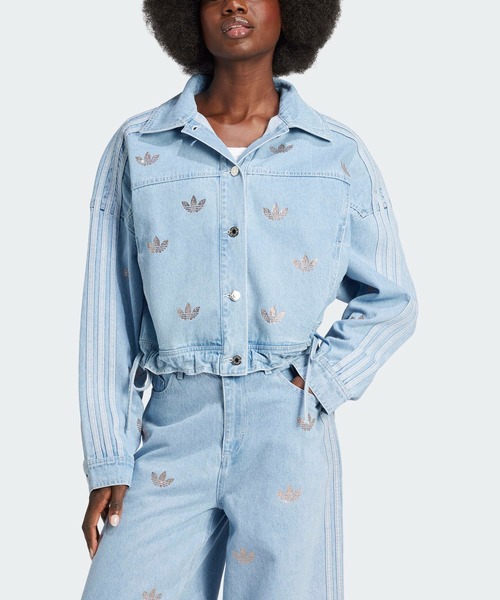 adidas（アディダス）の「デニム ラインストーン ジャケット