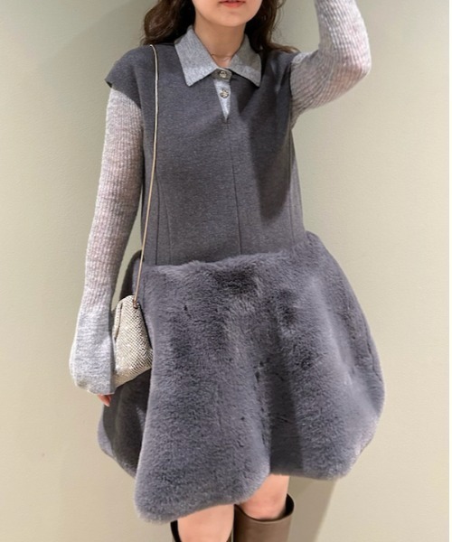 LILY BROWN（リリーブラウン）の「2WAYファードッキングミニワンピース