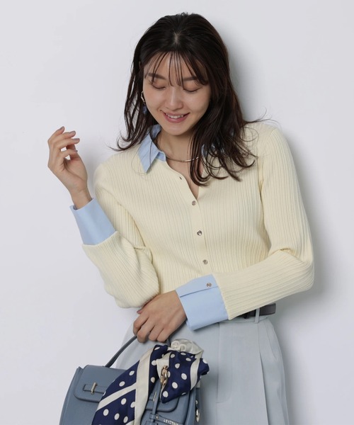 配色シャツカラー長袖ニット（ニット/セーター）｜JUSGLITTY（ジャス