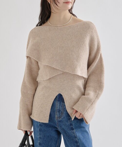 セール】【今すぐお届け可能◎前後2WAY仕様】クロスニットスリット