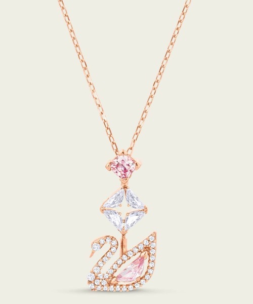 公式】【スワロフスキー】Swan Y字型ネックレス, スワン, ピンク