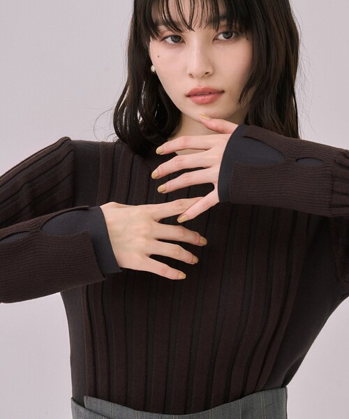 リップルレイヤーニット｜ウォッシャブル/オフィスカジュアル/細見え