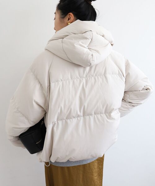 セール】プリーツレイヤードフードショートダウン（ダウンジャケット