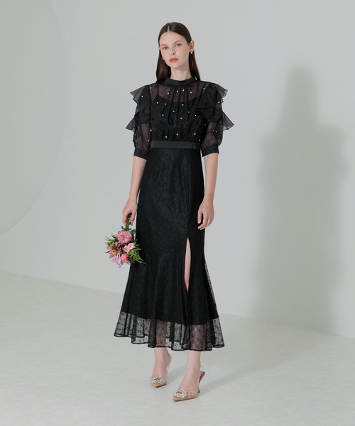 Leja（レジャ）の「【LEJA】2WAYパール付きシアーレースバックリボン