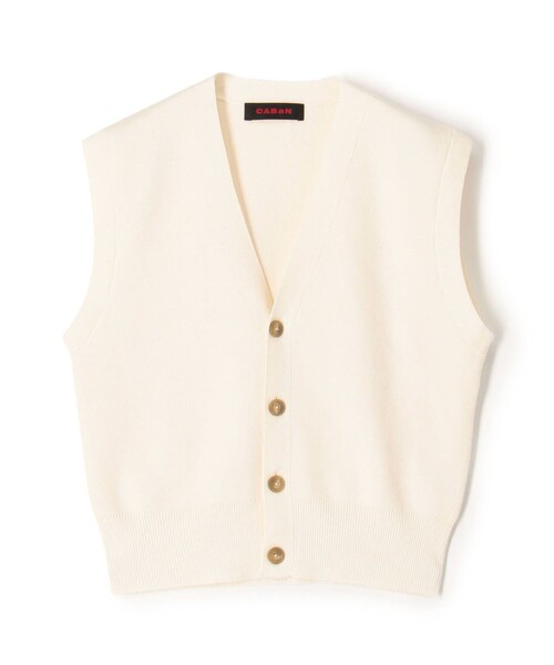 コットンカシミヤ Vネックドロップショルダーベスト（ベスト）｜CABaN