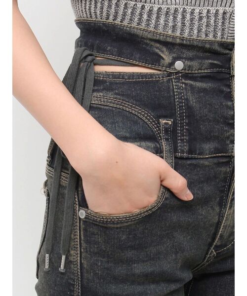 セール】サイドオープンハイウエストフレアパギンス（デニムパンツ