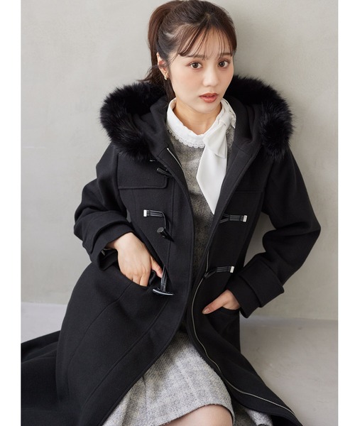 取り外し可能なファー付きフィット＆フレアシルエットダッフルコート