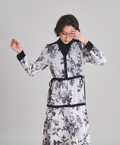 セール】スタンドカラーティアードワンピース（ワンピース）｜Diagram