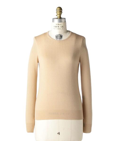 Drawer（ドゥロワー）＞ 18Gカシミヤシルクリブクルーネックニット