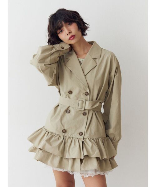 ヘムフリルトレンチミニワンピース（ワンピース）｜jouetie