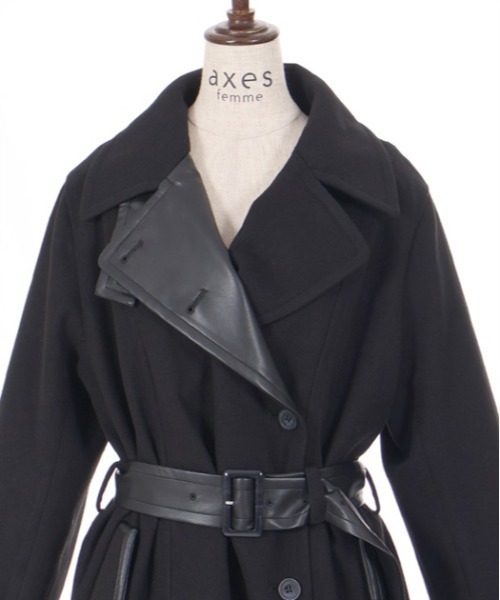 axes femme（アクシーズファム）の「異素材切替ロングコート（ステン