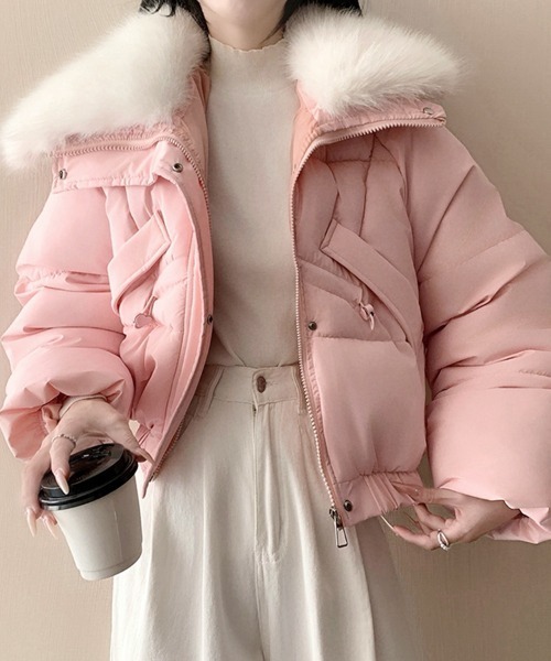 フェイクファー付きショートジャケット（ダウンジャケット/コート