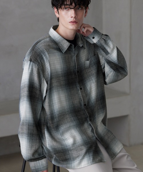 オーバーサイズビエラオンブレチェックL/Sシャツ MONO-MART│MONO-MART