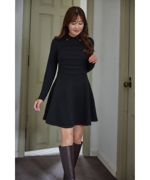 Paneled Flared Knit Mini Dress（ワンピース）｜Her lip to（ハー