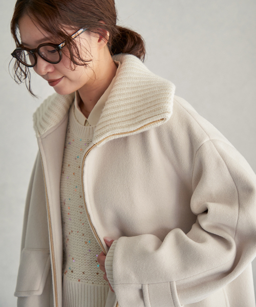 IENA（イエナ）の「ロイヤルジーロン ビーバー畦ニットカラーコート