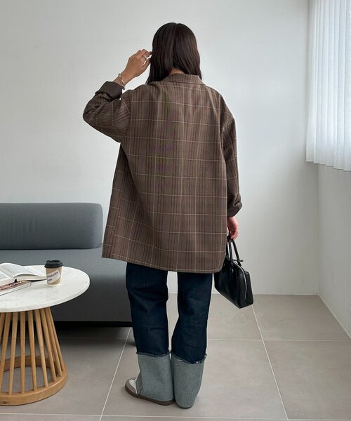 ユニセックス】チェックWブレストオーバージャケット（テーラード