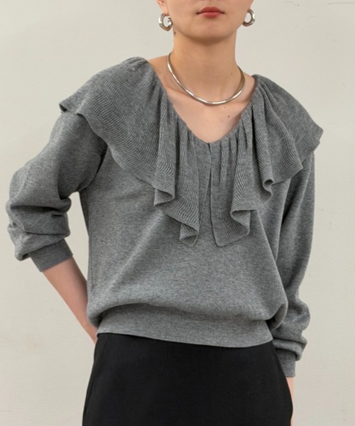 セール】フリルカラーニット（ニット/セーター）｜LOUNGEDRESS