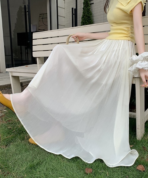 サテンフレアロングスカート（スカート）｜emi+（エミプラス）の