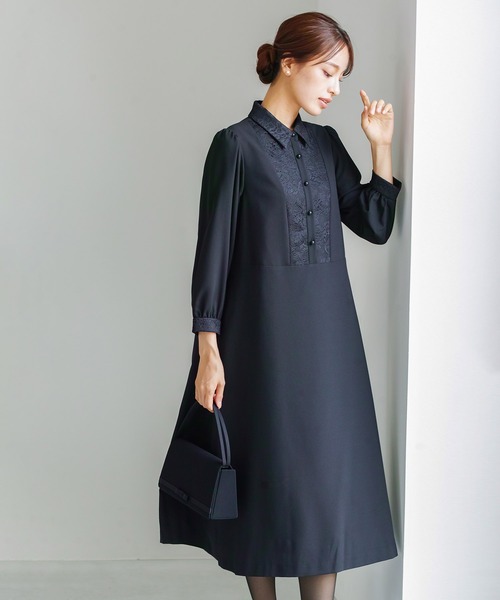 セール】【洗濯機で洗える】喪服 WEB限定/胸元レース切り替えデザイン