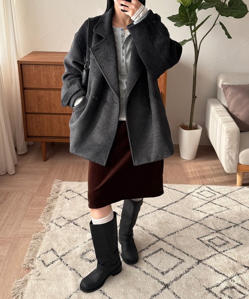 shaggy half coat / シャギーハーフコート（その他アウター）｜MUHET