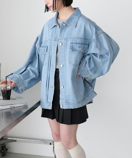 forksy.】オーバーサイズ2Wayシルエットデニムジャケット forksy