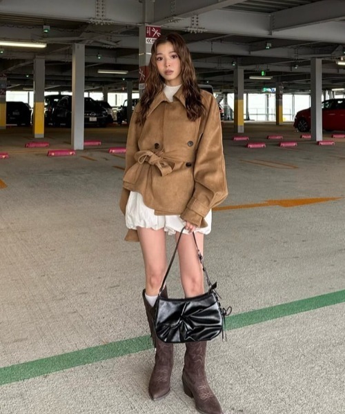 MICHIXSLY F/SUEDE S/TRENCH ミチスライフェイクスウェードショート