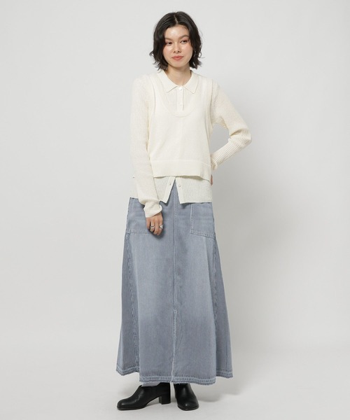 NKJ 2026SS] スリットロングデニムスカート（デニムスカート）｜niko
