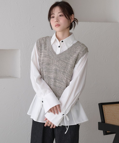 袖リボンプリーツシャツ（チュニック）｜raffime（ラフィミー）の