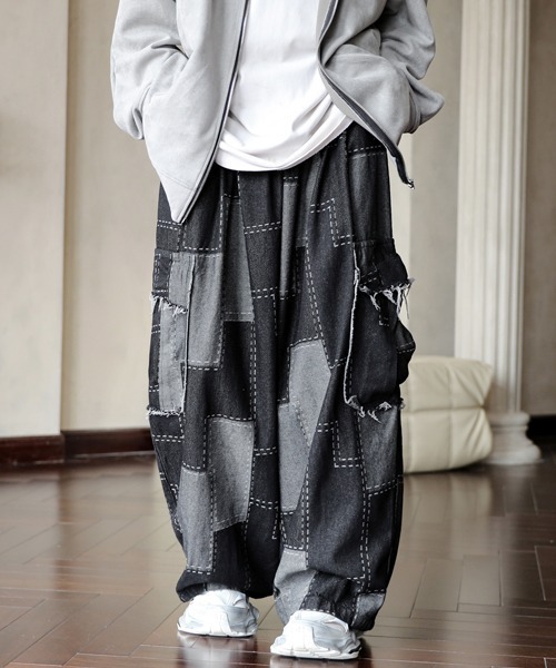 セール】【FVLMEN】remake patch work stitch cut off fringe pocket