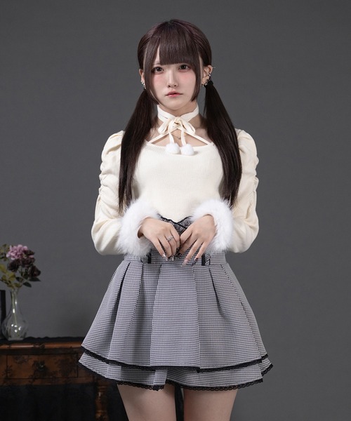 ファー付きリボン袖コンシャスニット（ニット/セーター）｜Pal elfy