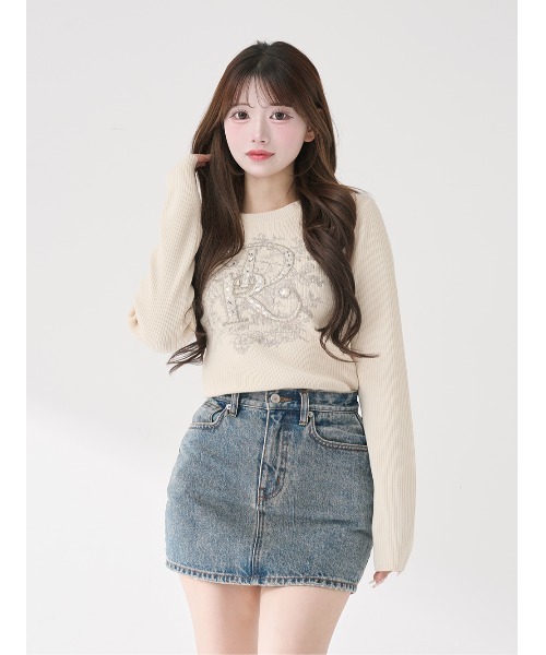 DRビジューフラワーリブニットトップス（ニット/セーター）｜Darich