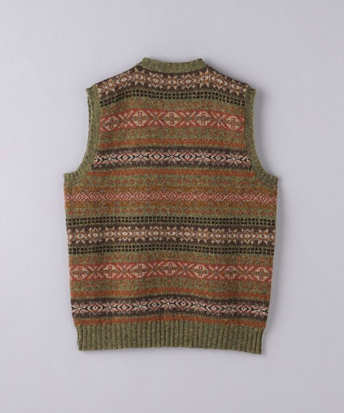 セール】＜Jamieson`s＞ Fair Isle Crew Neck Vest/フェアアイル