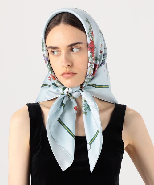 セール】TOMORROWLAND フラワーシルクスカーフ（バンダナ/スカーフ