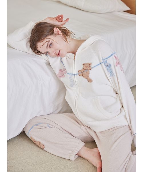 エアリーモコウォッシングアニマルジャガードパーカ（ルームウェア