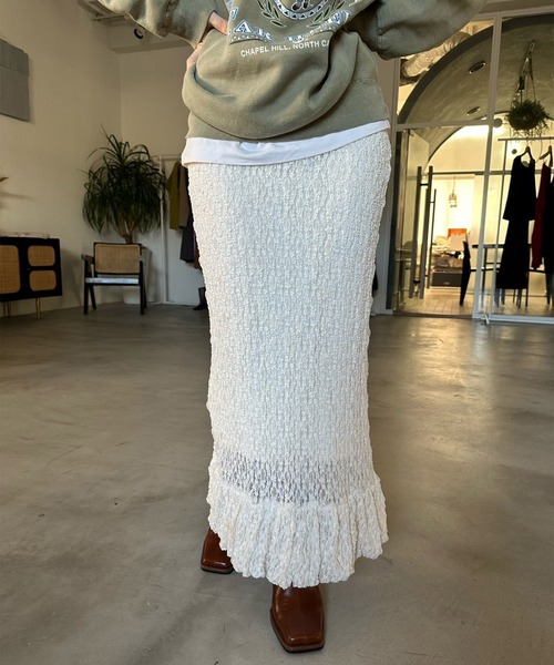 セール】WRINKLE FLOWER LACE SKIRT（スカート）｜Ameri（アメリ）の
