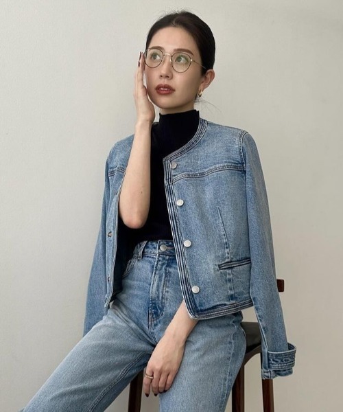 anuans（アニュアンス）の「ノーカラーデニムジャケット（デニム
