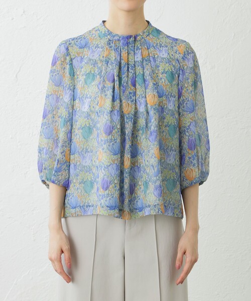 amaca（アマカ）の「【LIBERTY】AMALIA TULIPスタンドカラーブラウス