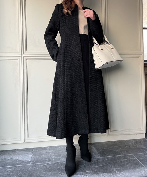 セール】ツイードロングフレアコート（その他アウター）｜JUNOAH