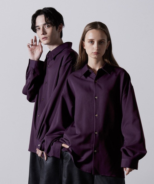 セール】【CLEL】Balloon Sleeve Loose Regular Collar Shirt