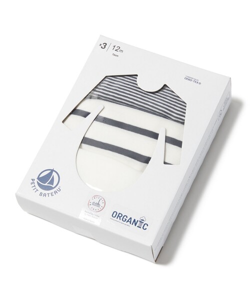 長袖ボディ3枚組（ロンパース）｜PETIT BATEAU（プチバトー）の
