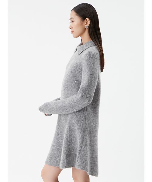 Mila Owen（ミラオーウェン）の「襟付きペプラムニットミニワンピース