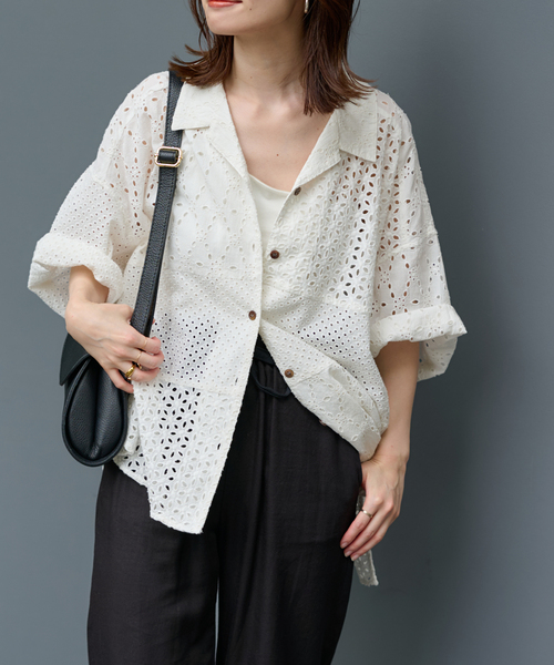 FRAMeWORK（フレームワーク）の「カットワーク刺繍半袖シャツ（シャツ