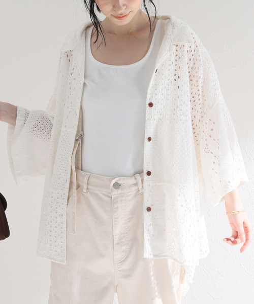 FRAMeWORK（フレームワーク）の「カットワーク刺繍半袖シャツ（シャツ